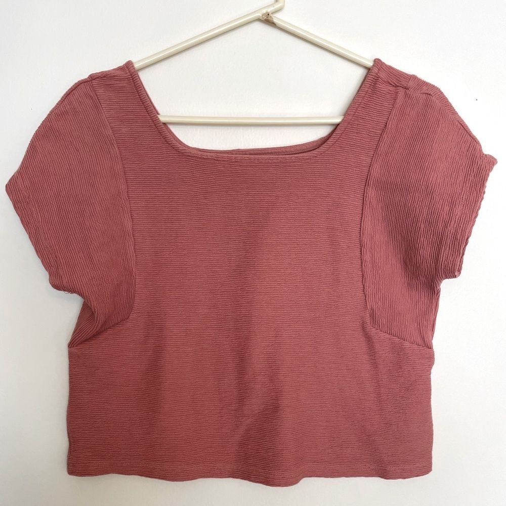 MADEWELL Rose Dust Short Sleeve Shirt Cropped in size Small